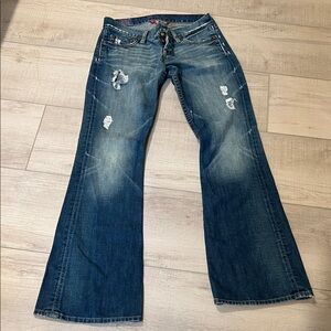 Lucky Brand Distressed Wide Leg Jeans - Blue